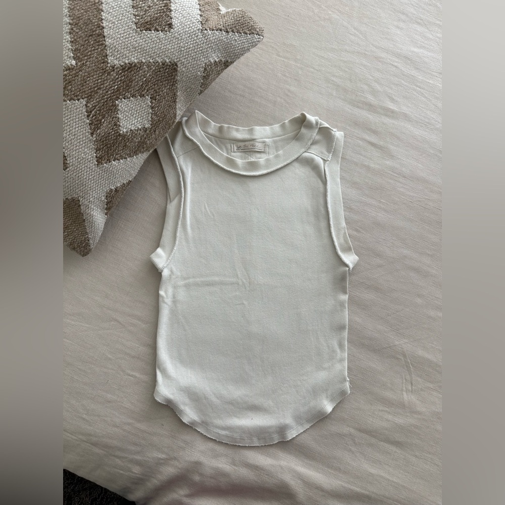 Free People Ivory Ribbed Crewneck Tank